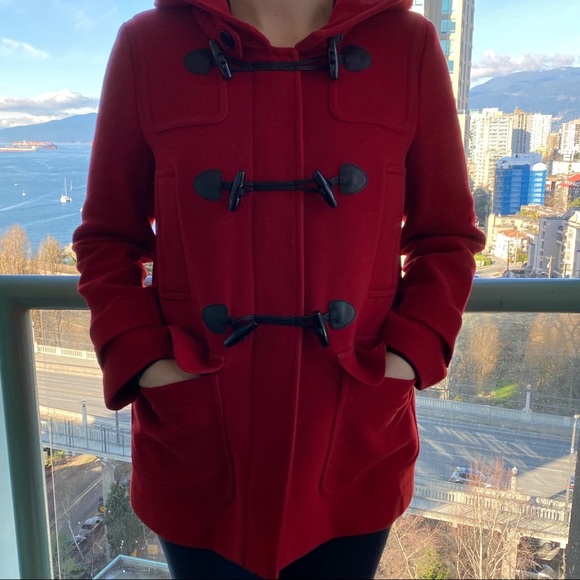 Burberry Brit Red Wool Toggle Coat - Picture 5 of 12
